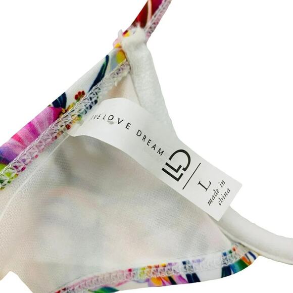 Live Love Dream Multicolor Tropical Halter Straps Floral Padded Bra Large - Picture 8 of 11